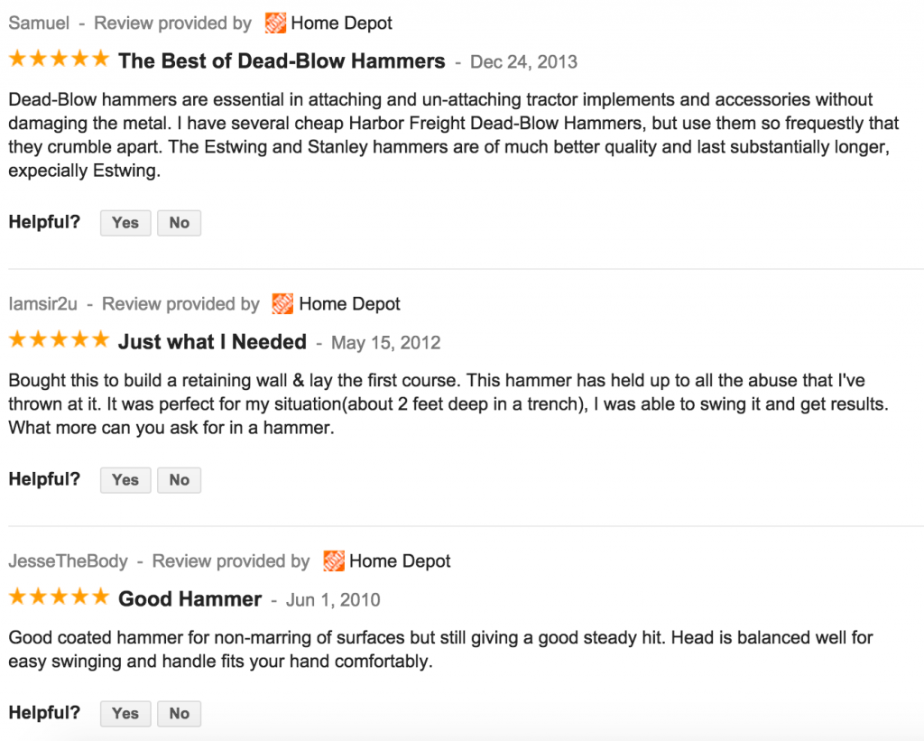 Home Depot Customer Reviews - Trusty-Cook